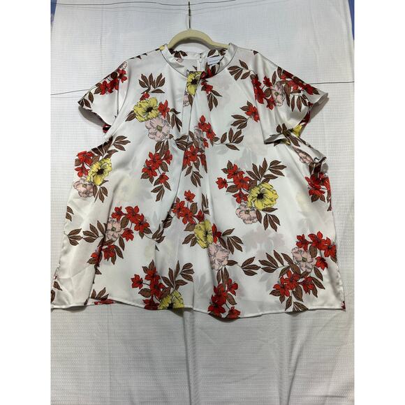 Liz Claiborne Women's Crew Neck Short Sleeve Floral Blouse Plus Size 3X - Picture 4 of 10
